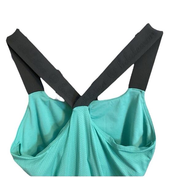 LULULEMON SPORT TANK TOP Size 6 Green Layered Bubble Hem Awareness Criss Cross - Picture 6 of 9